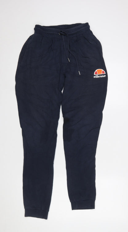 Ellesse Men Navy Blue Small Jogger Sweatpants with Logo and Pockets