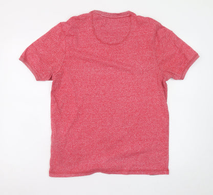 Diesel Men's Red Crew Neck Logo T-Shirt Size L Regular Fit