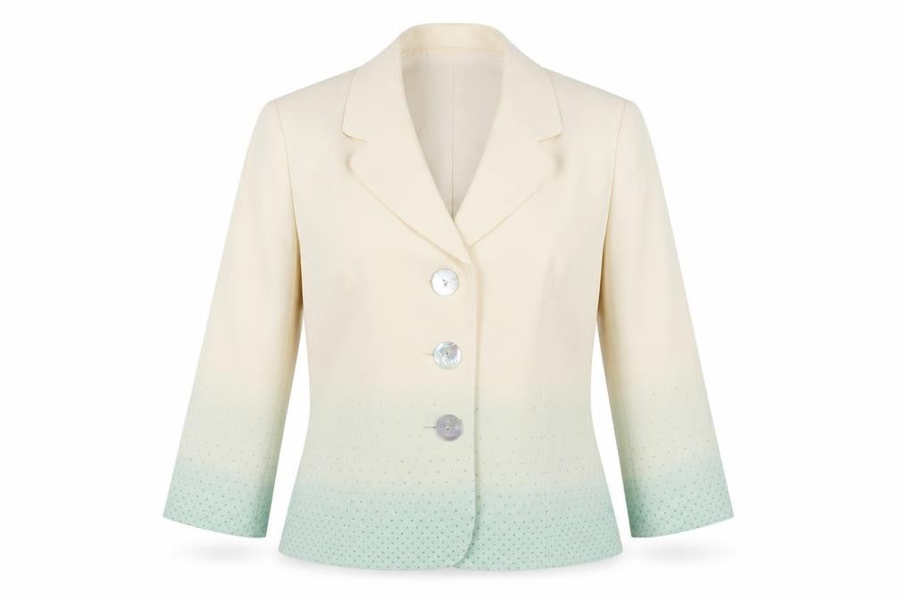Kaliko Women Ivory Silk Linen Blazer Jacket Size 12 Three Button Tailored