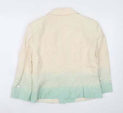 Kaliko Women Ivory Silk Linen Blazer Jacket Size 12 Three Button Tailored