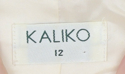 Kaliko Women Ivory Silk Linen Blazer Jacket Size 12 Three Button Tailored