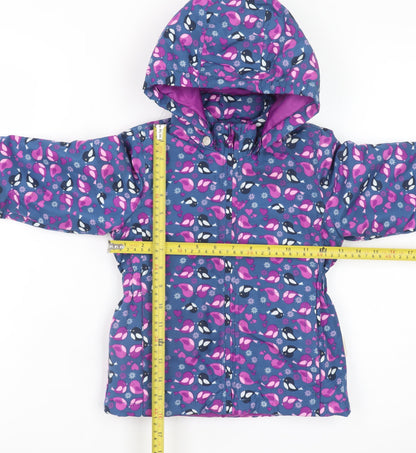 Name It Girls Blue Animal Print Hooded Puffer Jacket 2-3 Years