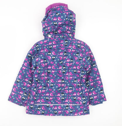 Name It Girls Blue Animal Print Hooded Puffer Jacket 2-3 Years
