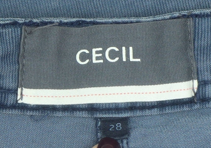 Cecil Women Blue Denim Pencil Skirt Size 10 Casual Lace Hem
