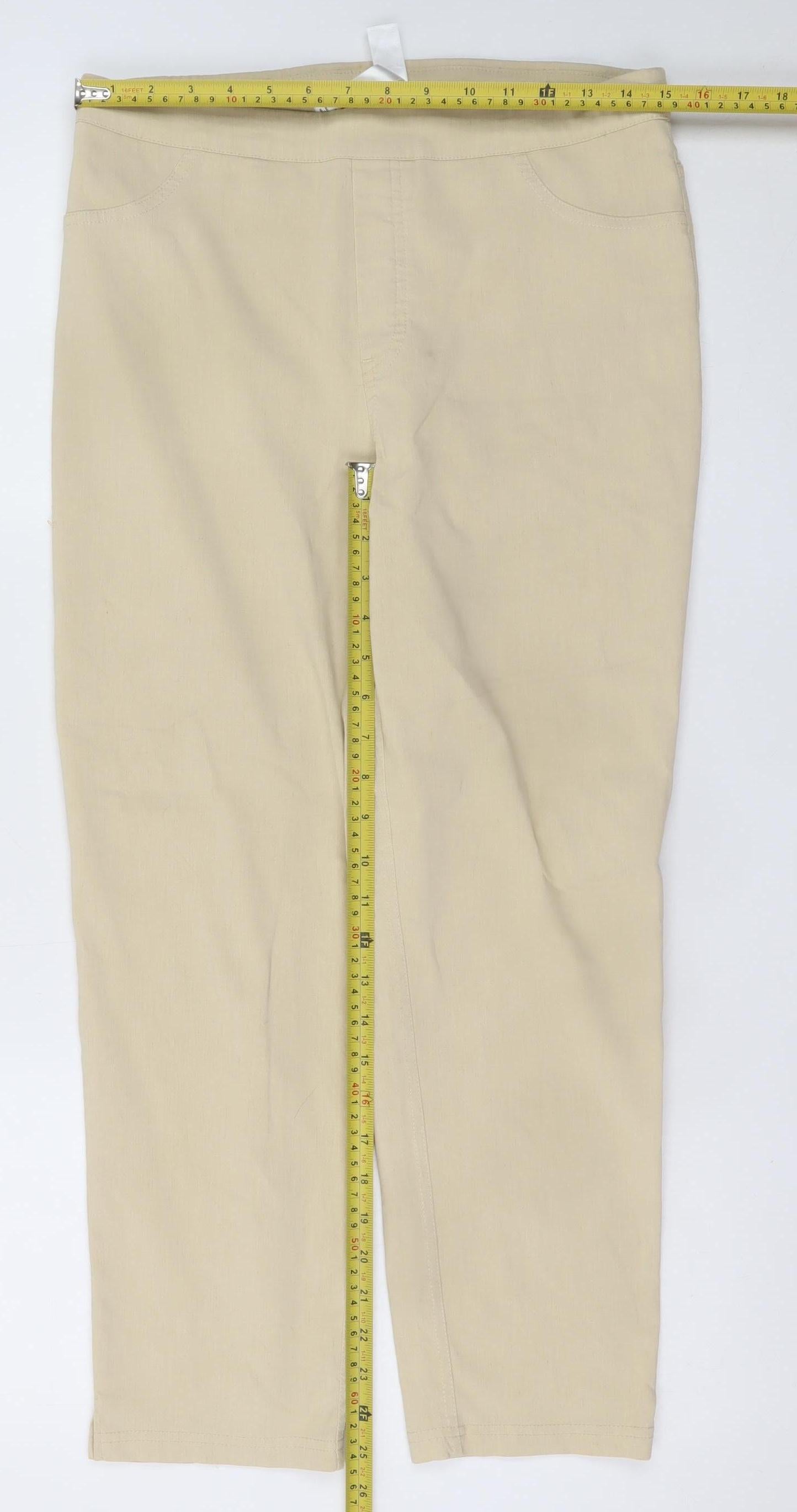 Marla Wynne Womens Beige Size 16 Viscose Stretch Trousers