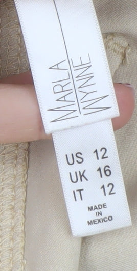 Marla Wynne Womens Beige Size 16 Viscose Stretch Trousers