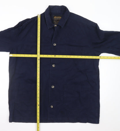 Next Men's Navy Blue Cotton Button-Up Casual Shirt XL