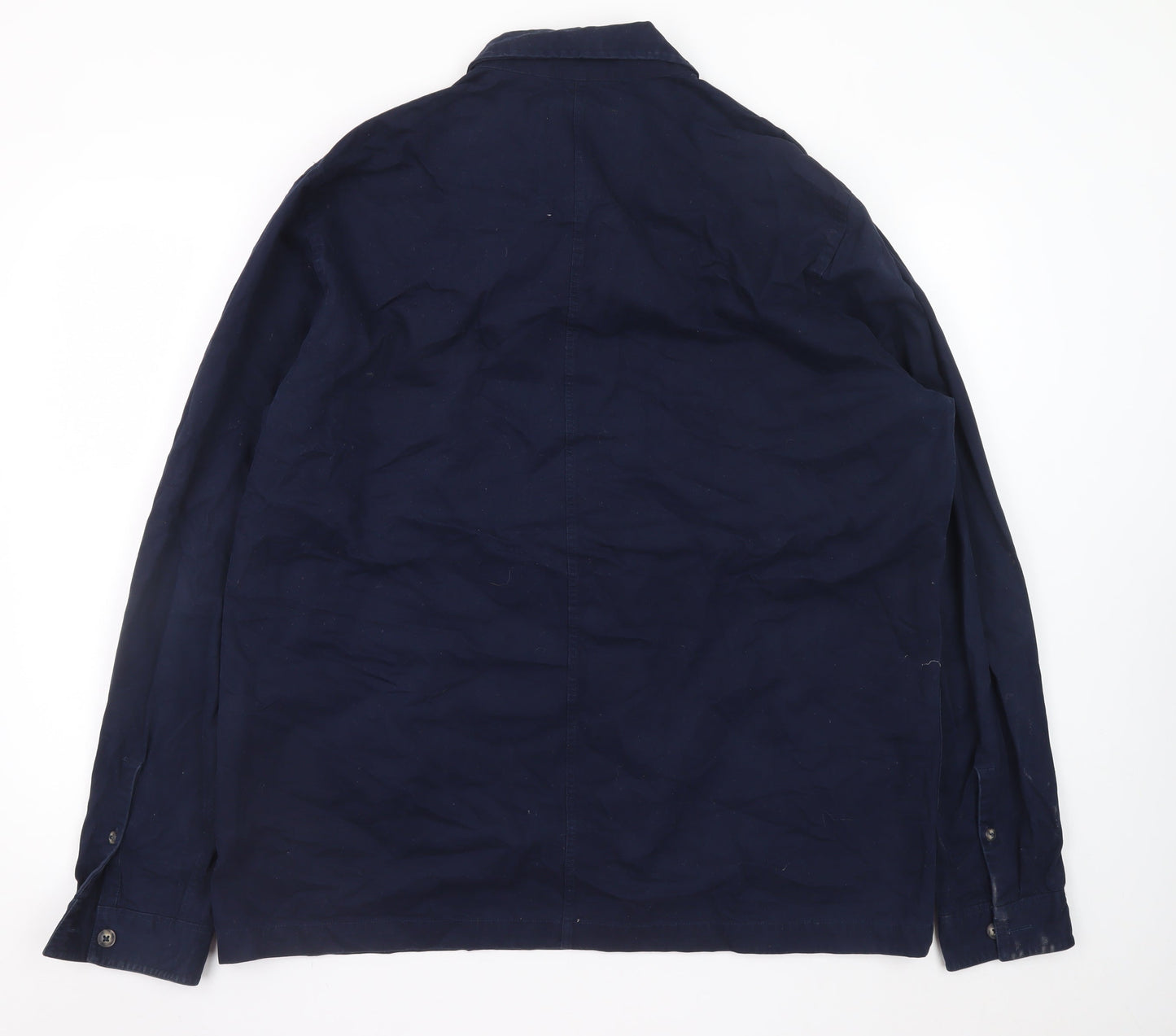 Next Men's Navy Blue Cotton Button-Up Casual Shirt XL