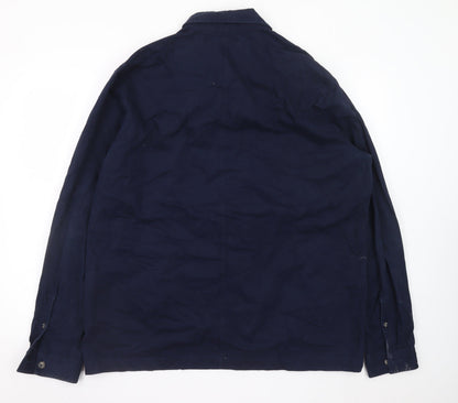 Next Men's Navy Blue Cotton Button-Up Casual Shirt XL