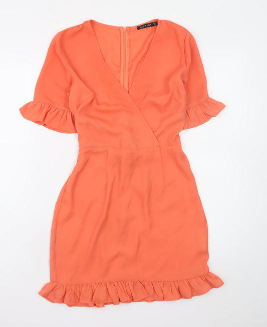I Saw It First Women’s Orange Short Wrap Dress Size 8