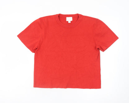 H&M Women’s Red Short Sleeve Basic Crew Neck Viscose T-Shirt Size S