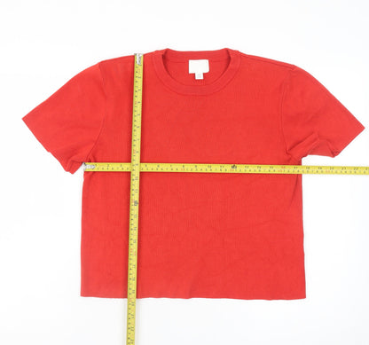 H&M Women’s Red Short Sleeve Basic Crew Neck Viscose T-Shirt Size S