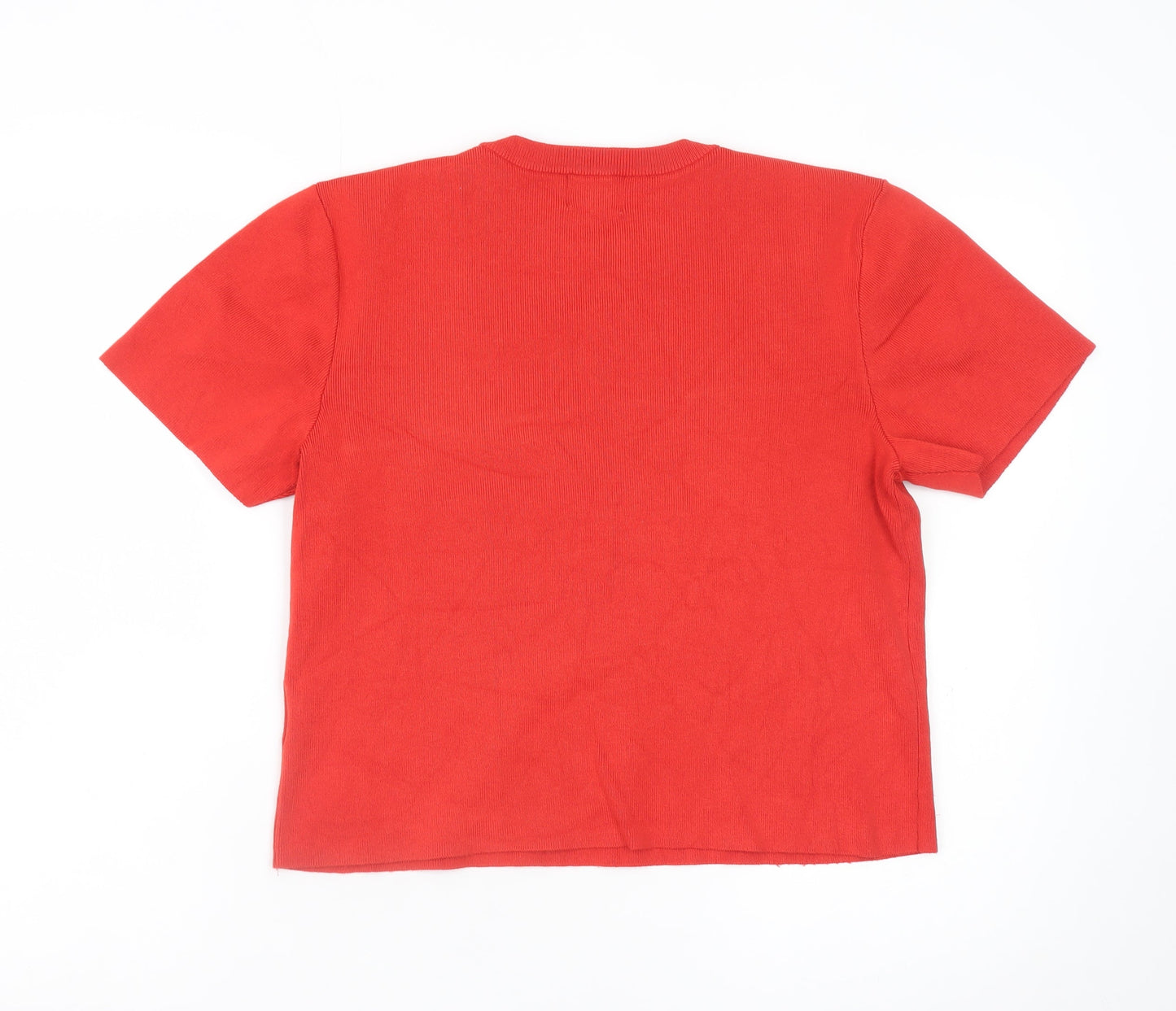 H&M Women’s Red Short Sleeve Basic Crew Neck Viscose T-Shirt Size S