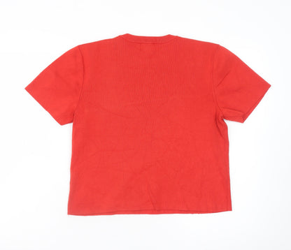 H&M Women’s Red Short Sleeve Basic Crew Neck Viscose T-Shirt Size S