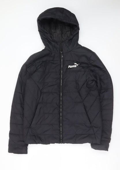 Puma Teens Black Hooded Puffer Jacket 164 Size Polyester Lined