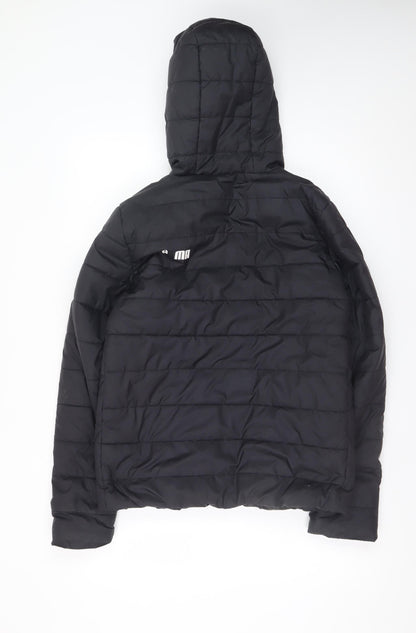 Puma Teens Black Hooded Puffer Jacket 164 Size Polyester Lined