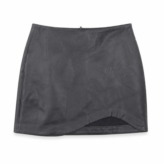 Stradivarius Women's Black Faux Leather Mini Pencil Skirt UK 6