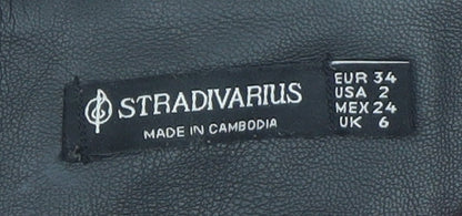 Stradivarius Women's Black Faux Leather Mini Pencil Skirt UK 6