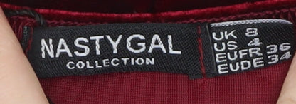 Nasty Gal Women Red Velvet Wide-Leg Jumpsuit Size 8