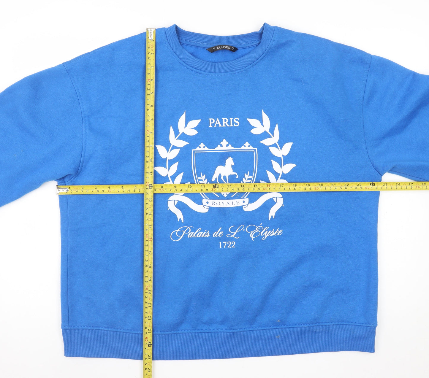 Dunnes Stores Women’s Blue Paris Crest Pullover Sweatshirt Size 16 L