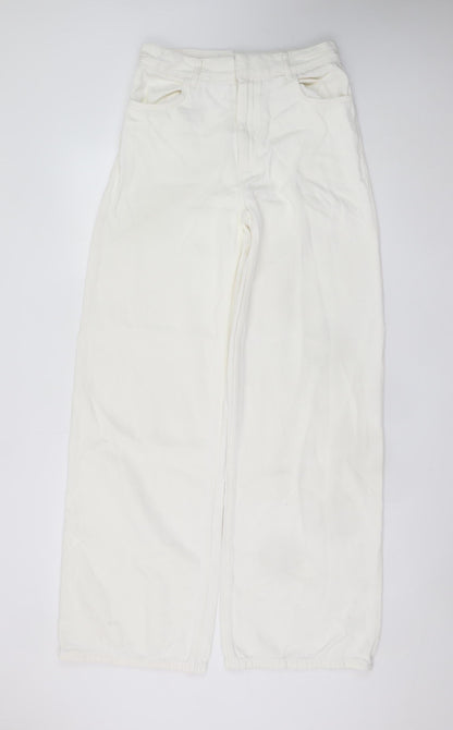ZARA Women’s White Wide-Leg High-Rise Jeans Size 10