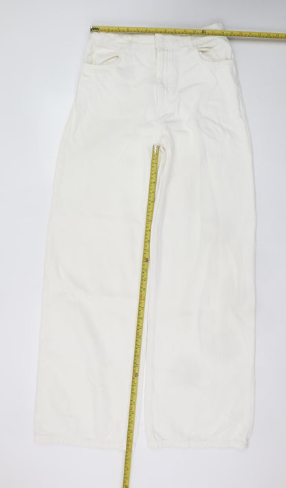 ZARA Women’s White Wide-Leg High-Rise Jeans Size 10