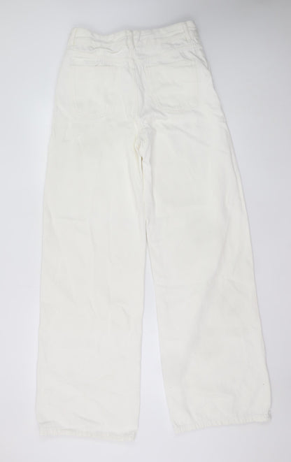 ZARA Women’s White Wide-Leg High-Rise Jeans Size 10