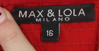 Max & Lola Milano Women's Red One Shoulder Beaded Chiffon Dress Size 16