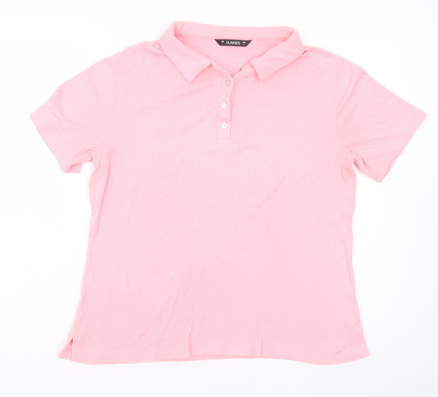 Dunnes Stores Women Pink Polo Shirt Size 16 Short Sleeve Viscose Stretch