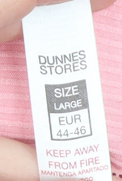 Dunnes Stores Women Pink Polo Shirt Size 16 Short Sleeve Viscose Stretch