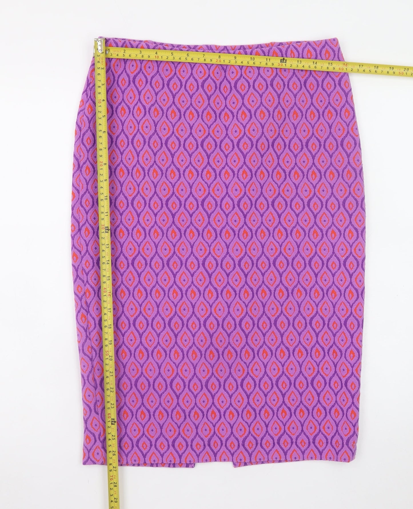 Savida Women’s Purple Geometric Pencil Skirt Size L Stretch Knit
