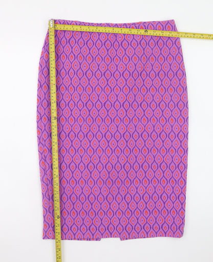 Savida Women’s Purple Geometric Pencil Skirt Size L Stretch Knit