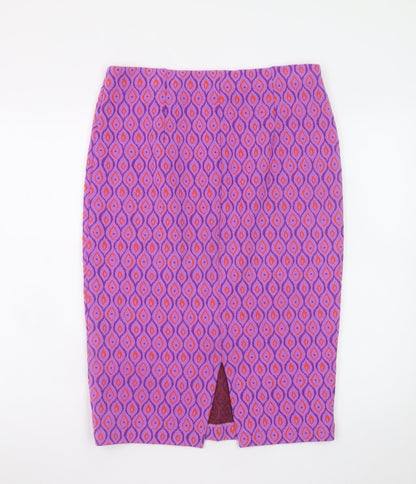 Savida Women’s Purple Geometric Pencil Skirt Size L Stretch Knit