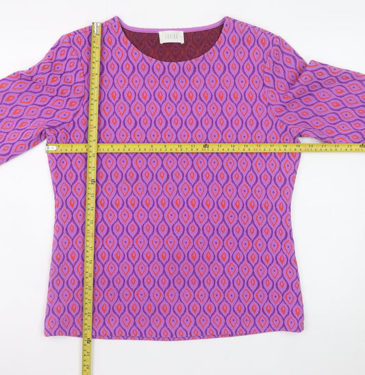 Savida Womens Purple Geometric Tunic Blouse Size 16