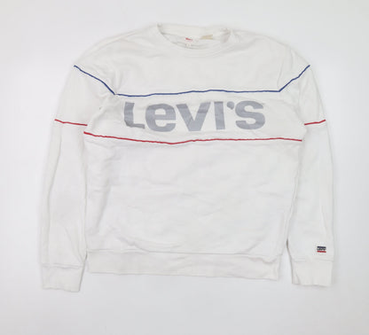 Levi's Men's White Logo Pullover Sweatshirt Medium Regular Fit