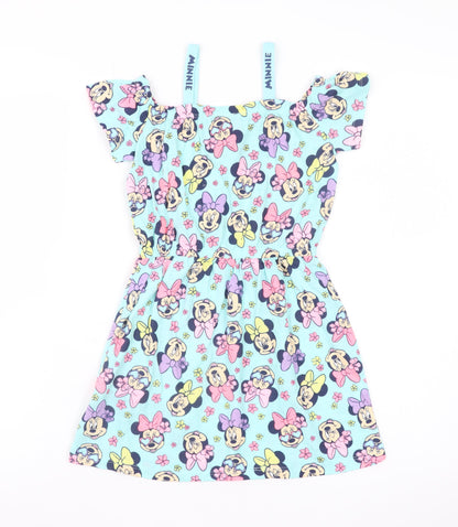 Disney Girls Blue Minnie Mouse Fit & Flare Dress 4 Years