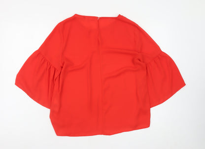 Atmosphere Women Red Bell Sleeve Tunic Blouse Size 12