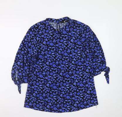Very Women's Blue Floral 3/4 Sleeve Tunic Blouse Size 10