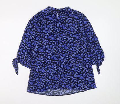 Very Women's Blue Floral 3/4 Sleeve Tunic Blouse Size 10