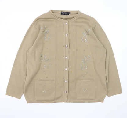 Reflect Collection Women Beige Embroidered Button Cardigan S/M
