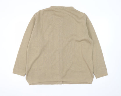 Reflect Collection Women Beige Embroidered Button Cardigan S/M