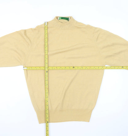 Castle of Ireland Men's Beige Wool Mock Neck Jumper Size S