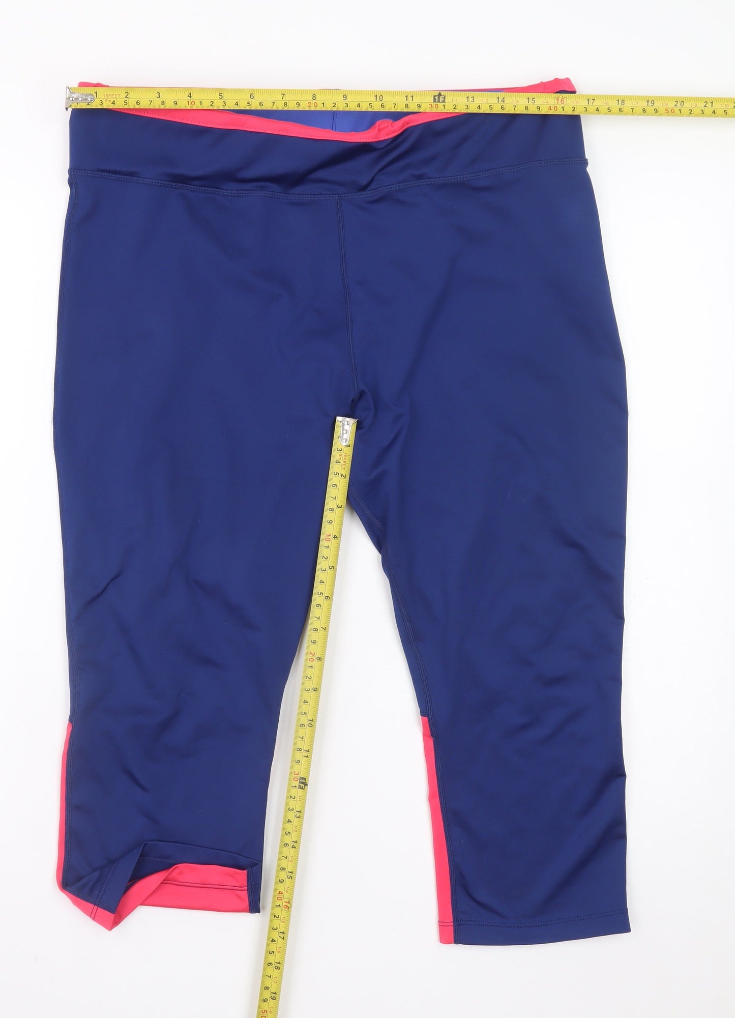 Azzurri Women's Blue Capri Leggings XL Activewear Zip Pocket