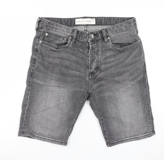 Topman Men's Grey Denim Stretch Skinny Shorts Size W32