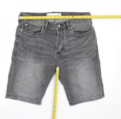 Topman Men's Grey Denim Stretch Skinny Shorts Size W32