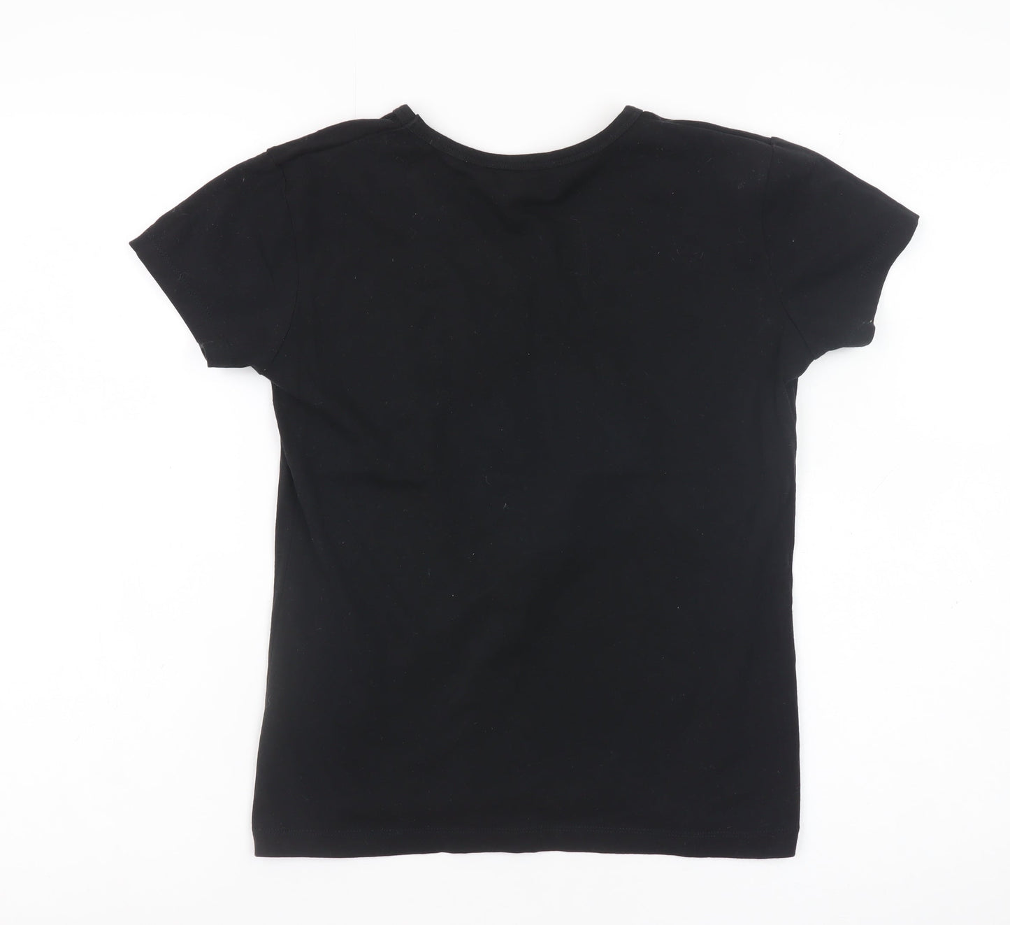 My Favourite Tee Women Black Cotton V-Neck Short Sleeve T-Shirt Size 14