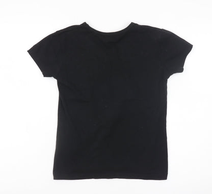 My Favourite Tee Women Black Cotton V-Neck Short Sleeve T-Shirt Size 14