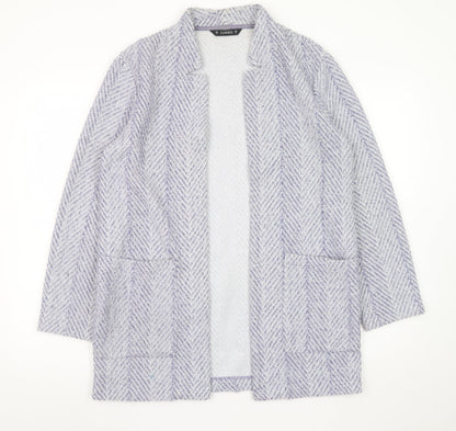 Dunnes Women’s Grey Herringbone Coatigan Size S Classic Overcoat