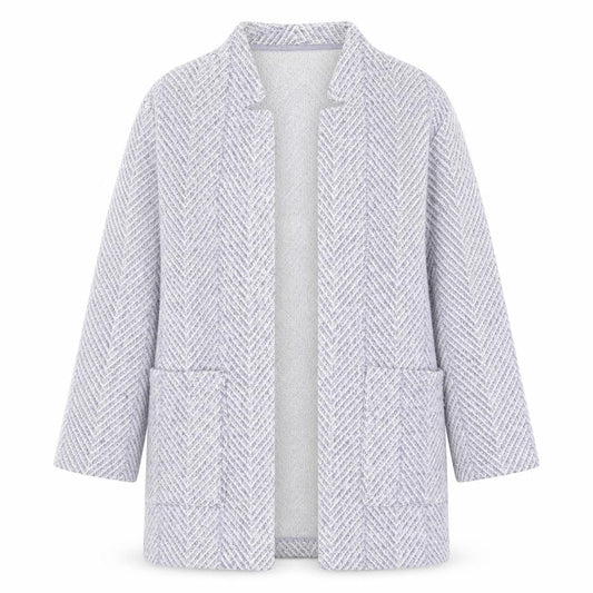Dunnes Women’s Grey Herringbone Coatigan Size S Classic Overcoat