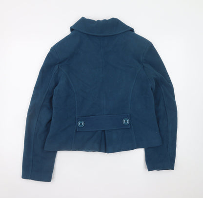 Sasha Women Blue Wool Blend Short Button Jacket Size 12